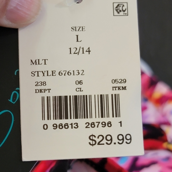 Aqua green High neck Angled tankini top Multi color Size L - Picture 9 of 9